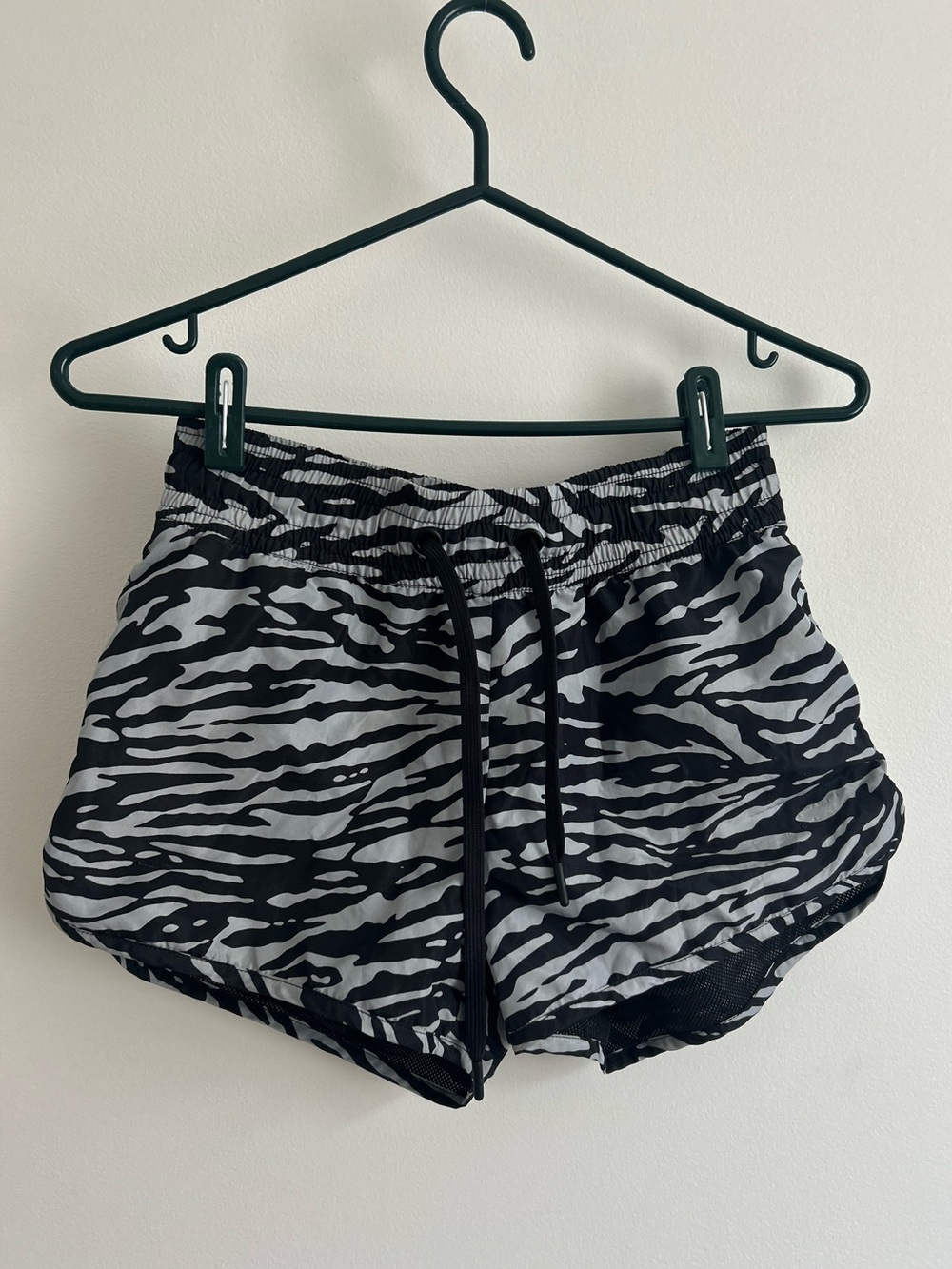 H&M Black and Gray Zebra-Print Athletic Shorts
